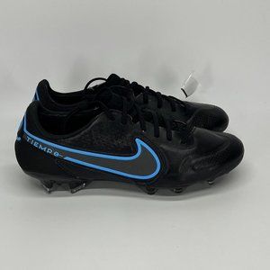 Nike Tiempo Black with Blue Accents Athletic Shoes Cleats Boots